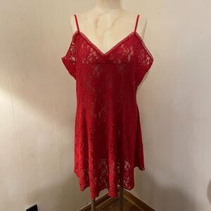 JESSICA L Red Stretch Floral Lace CHEMISE Plus 2X